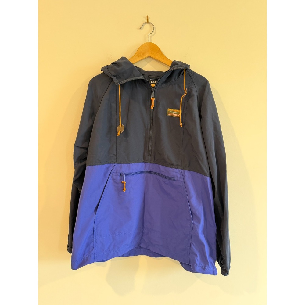 L.L.Bean Mountain Classic Anorak Windbreaker Blue Purple Colorblock Large